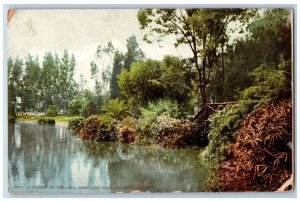 Los Angeles California Postcard Corner Lake West Lake Park 1911 Vintage Antique