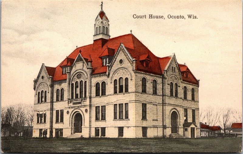 Hand Colored Postcard Courthouse in Oconto, Wisconsin~131231