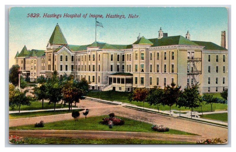 Hospital Of The Insane Hastings Nebraska NE UNP DB Postcard V16