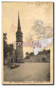 Old Postcard Conge sur Orne Place of & # 39Eglise