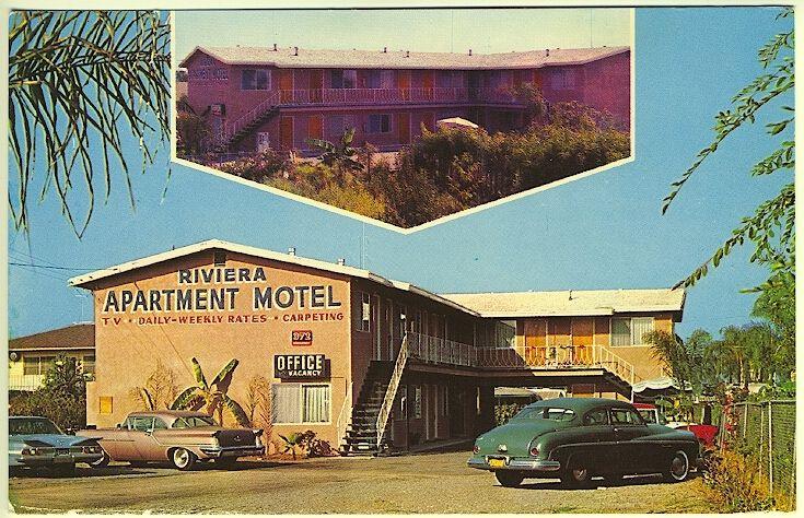  Chula Vista CA Riviera Motel Old Cars Lodging Vintage Postcard