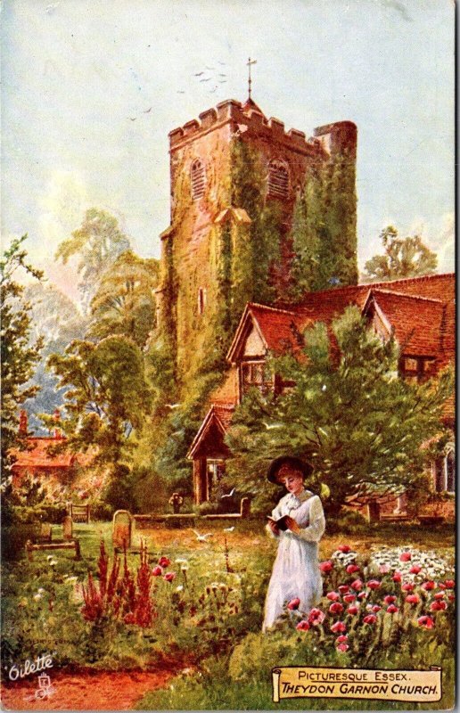 Picturesque Essex, Theydon Garnon Church Tucks 7489 Vintage Postcard U80