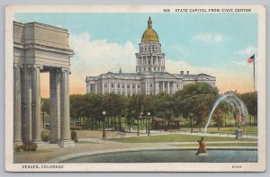 Government Building~State Capitol From Civic Center Denver CO~Vintage Postcard