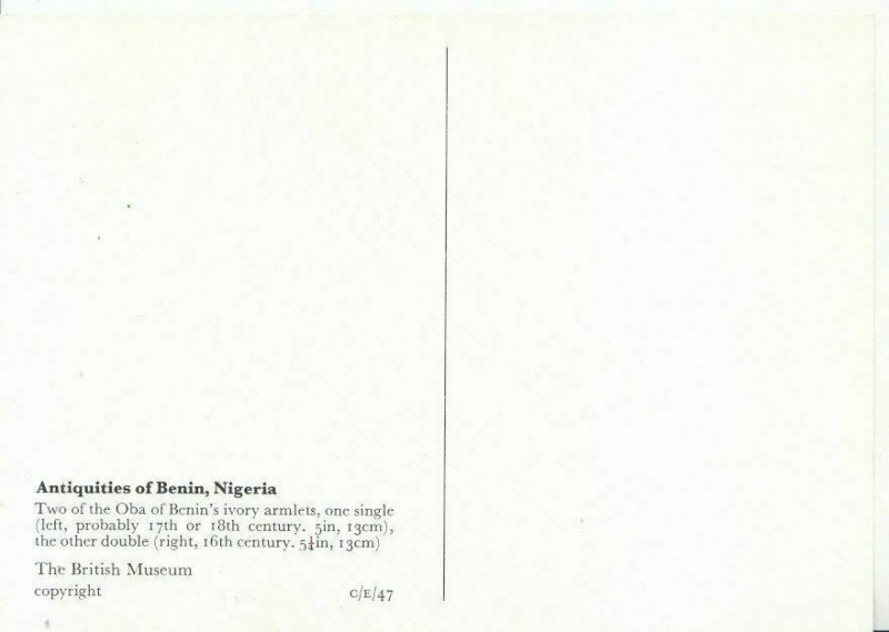 British Museum Postcard - Antiquities of Benin - Nigeria - Ref 793A 