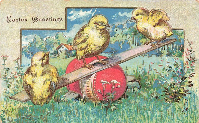 c1910 Fantasy Chicks Egg Seesaw Germany Easter P350 