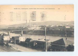 1940's HOUSES ALONG STREET & MAINE ACROSS RIVER Edmonston New Brunswick NB c7170