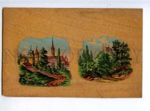 214119 POLAND town on plywood Vintage postcard