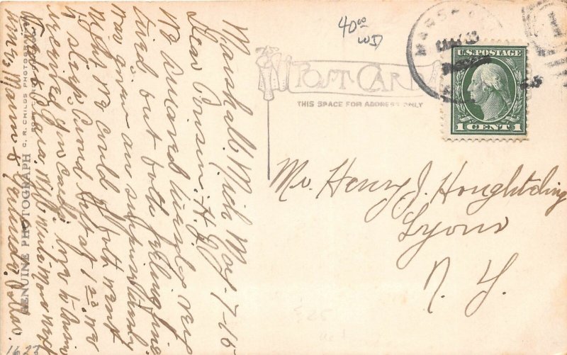 H50/ Marshall Michigan RPPC Postcard  c1910 State St Candy Store Dry Goods 47