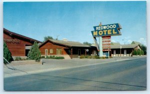 AMARILLO, TX Texas ~ Route 66 ~ REDWOOD MOTEL  c1950s Baxtone Postcard