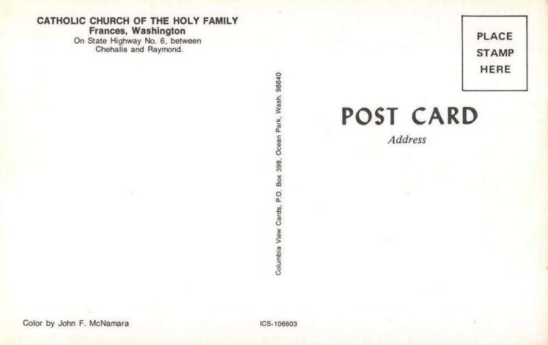 Frances Washington view of Catholic Church of the Holy Family vintage pc Z28466 