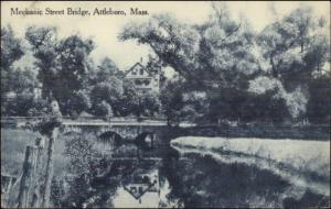 Attleboro MA Mechanic St. Bridge c1910 Postcard