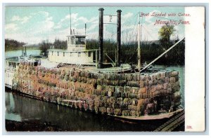 c1910 Boat Loaded with Cotton Memphis Tennessee TN Antique Unposted Postcard