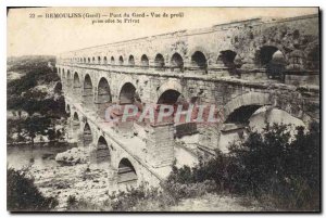 Old Postcard Remoulins Gard Pont du Gard socket Side view side St Privat