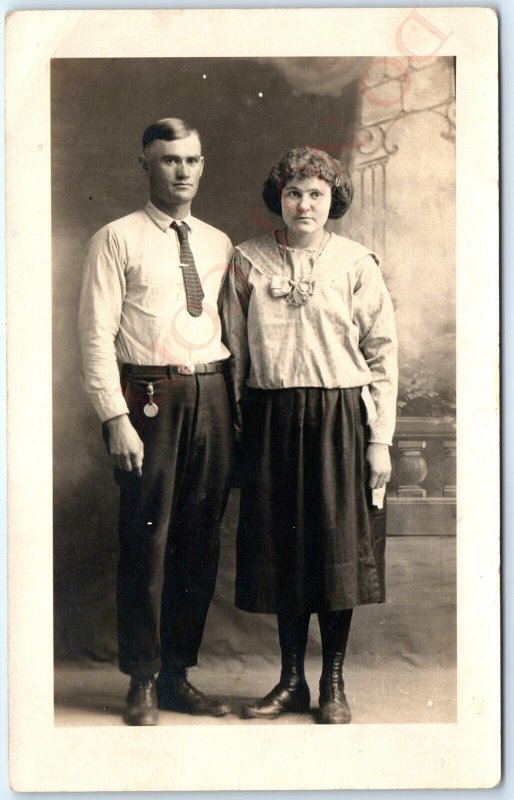 c1920s Cute Married Couple Man & Woman RPPC Real Photo Postcard Joe Kerns A122