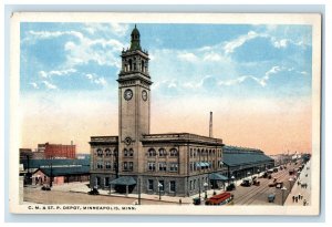 c1920s C.M. & St. P. Depot Minneapolis Minnesota MN Unposted Postcard