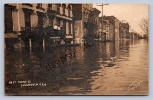 J99/ Portsmouth Ohio RPPC Postcard 1913 Front Street Disaster Flood 375