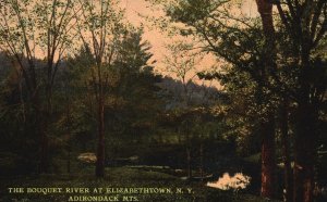 Vintage Postcard Bouquet River Elizabethtown Adirondack Mountains New York NY