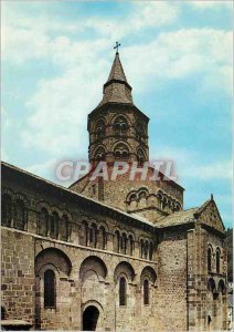 Postcard Modern Orcival Puy de Dome Notre Dame Facade Side and south tower
