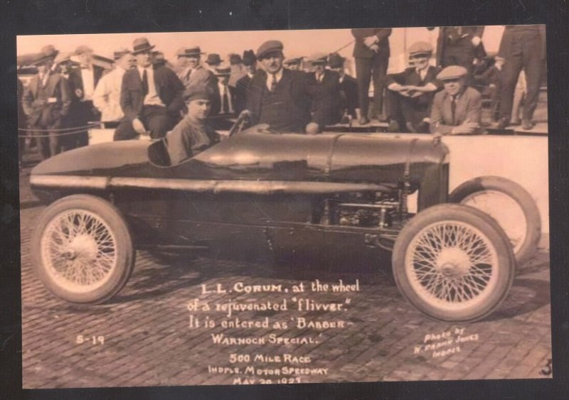 REAL PHOTO INDIANAPOLIS 500 RACE CAR 1923 FLIVVER RACING CAR POSTCARD