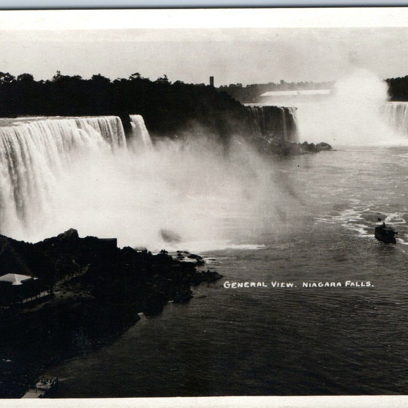 c1930s Niagara Falls RPPC General View Tour Steamboat Waterfalls Real Photo A203