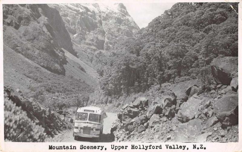 Upper Hollyford Valley New Zealand Mountain Scenery Real Photo Postcard J66475