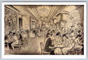 Ye Eat Shoppe, New York City, Artist Signed Art Deco Postcard, Edward C Caswell