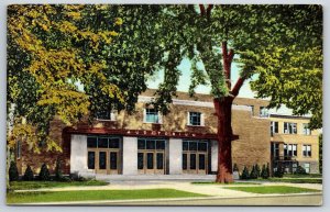 Watseka Illinois~Community High School Auditorium & Gym Bldg~Vtg Linen Postcard
