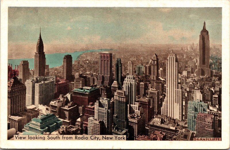 Radio City Birds Eye View New York City New York Downtown Skyline DB Postcard 