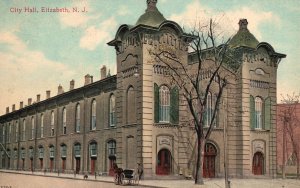 Vintage Postcard City Hall Government Building Landmark Elizabeth New Jersey NJ