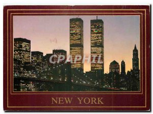 Postcard Modern New York The Brooklyn Bridge surroundeed by the towering skyl...