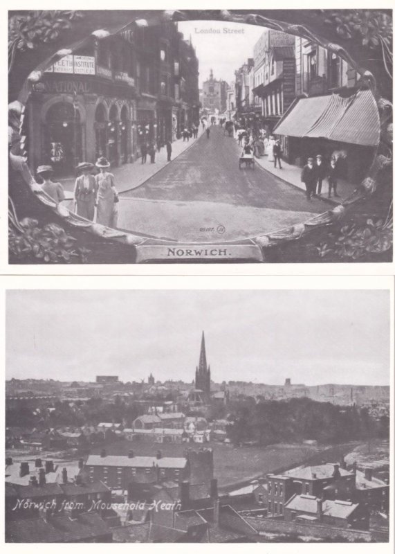 London Street Norwich from Mousehold Heath Aerial 2x Postcard s