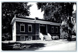 c1940's Public Library Building Car Rushville Illinois IL RPPC Photo Postcard