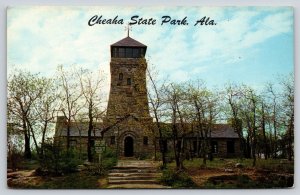 Alabama~Cheaha State Park~Watch Tower Exterior View~Stone Bldg~1950s Postcard
