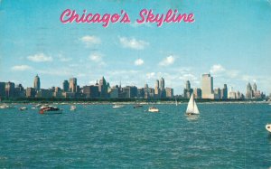 USA Chicago Skyline On Lake Michigan Vintage Postcard 07.46