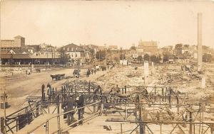 Old Orchard Beach ME Fire Remnants Railroad Station Real Photo Postcard