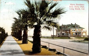 Myers Residence from Bixby Park Long Beach CA c1915 Vintage Postcard I49