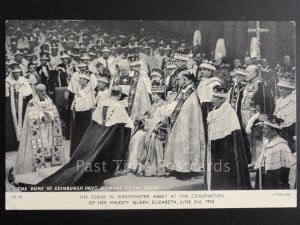 Royalty: Queen Elizabeth Coronation, D of E pays homage to the Queen c1953 RP