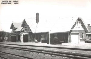 Flagstaff Arizona Train Station Depot Real Photo Vintage Postcard AA30205