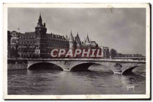 Old Postcard The Paris court house and the bridge changes