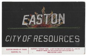 Easton City of Resources, Pennsylvania Unused Board of Trade 1909 Postcard