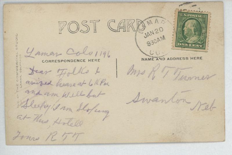 LAMAR, COLORADO CITIZENS BANK AND BEN MAR HOTEL RPPC Postcard