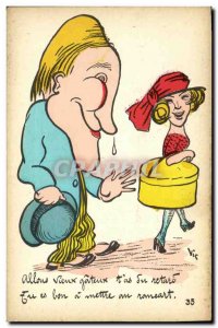 Old Postcard Fantasy Humor Old Man Cake