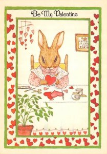 Holiday BE MY VALENTINE Bunny Making Cards 1984 Whited LaBelle 4¼' X 6' Postcard