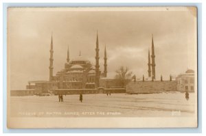 c1920's Mosque Of Sultan Ahmed After The Storm RPPC Photo Vintage Postcard 