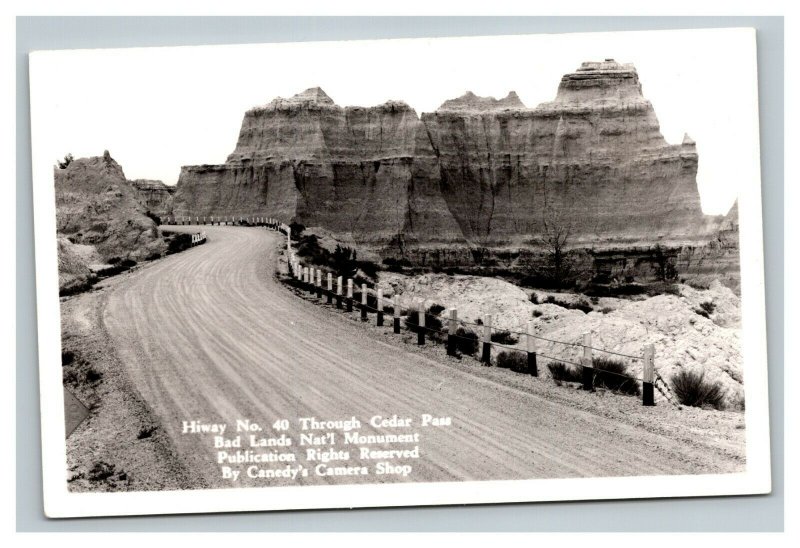 Vintage 1930's RPPC Postcard Highway 40 Cedar Pass Badlands South Dakota