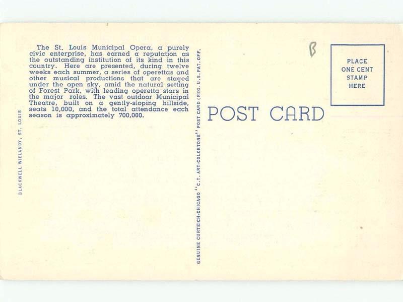 Unused W-Border MUNICIPAL OPERA St. Louis Missouri MO E8268