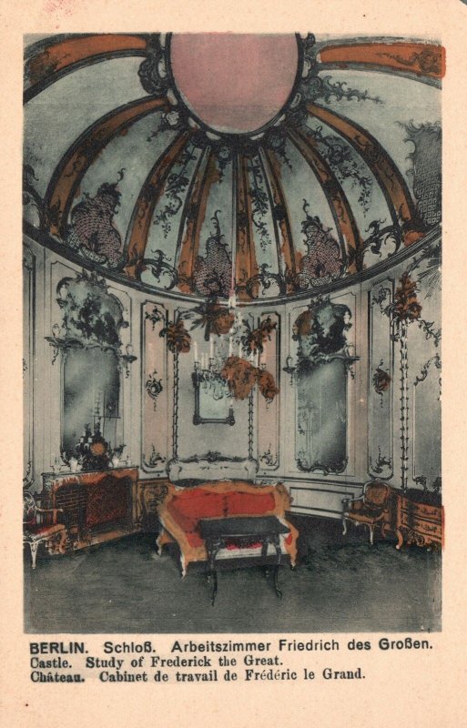 Vintage Postcard The Castle Study Room Of Frederick The Great Berlin Germany