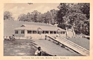 MIDLAND ONTARIO CANADA~LITTLE LAKE~COMMUNITY HALL-BLACK/WHITE PHOTO POSTCARD