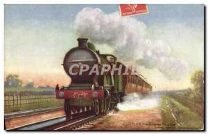 Postcard Old Train Locomotive QNR Kings Cross to Leeds Taking water near Conc...