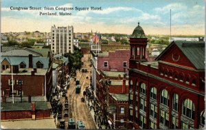 Vtg Portland Maine ME Congress Street from Congress Square Hotel 1910s Postcard